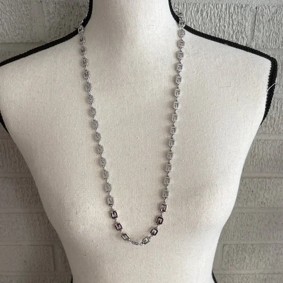 Givenchy Paris Bijoux G logo chain link necklace Silver Tone 30" - Picture 9 of 13
